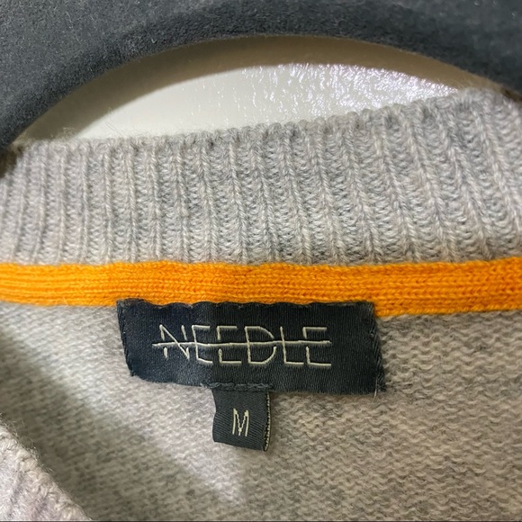 NEEDLE 100% Cashmere  pullover GRAY, NAVY & ORANGE sweater Anthropologie… - Picture 6 of 9